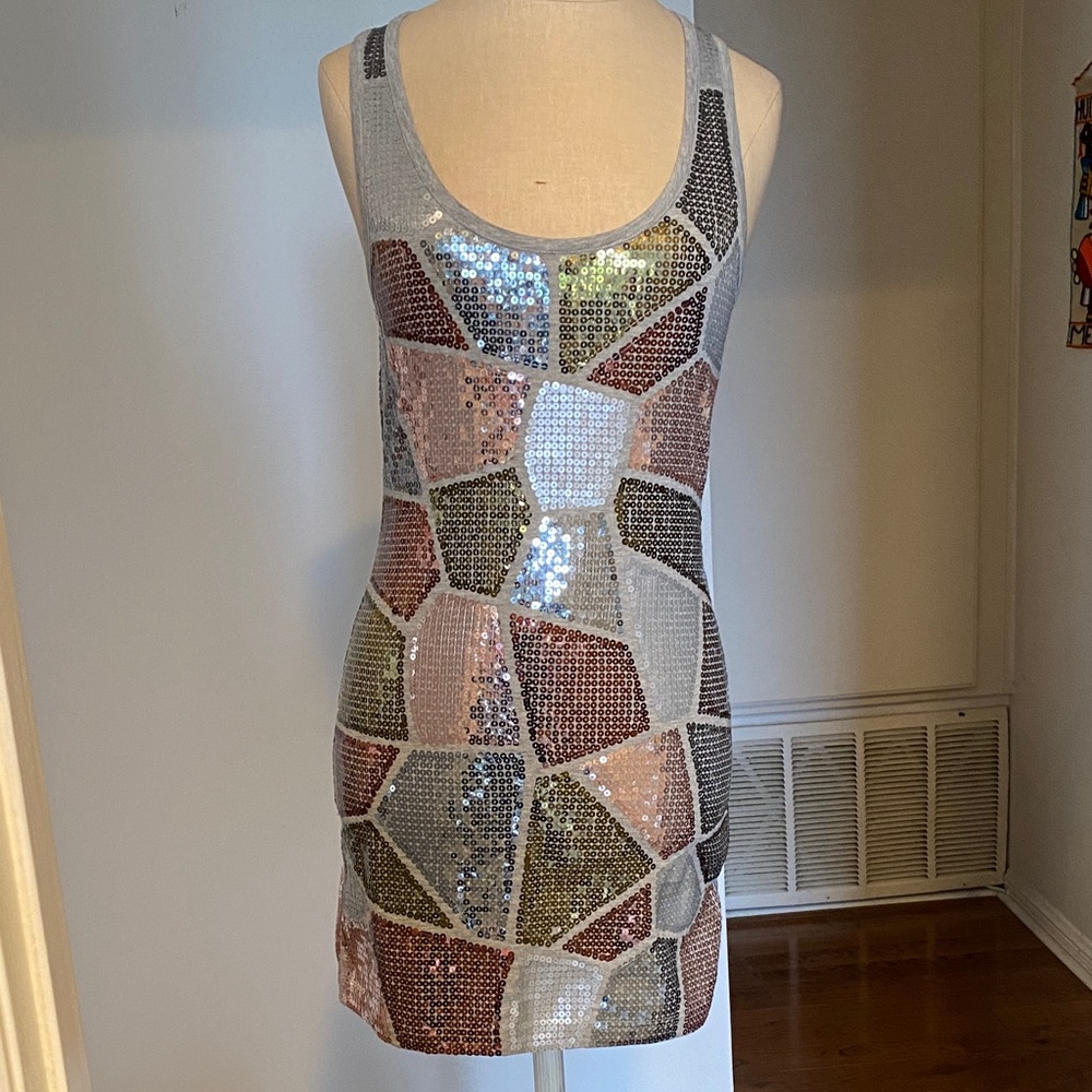 LaRok Silver and Brown Sequin Dress